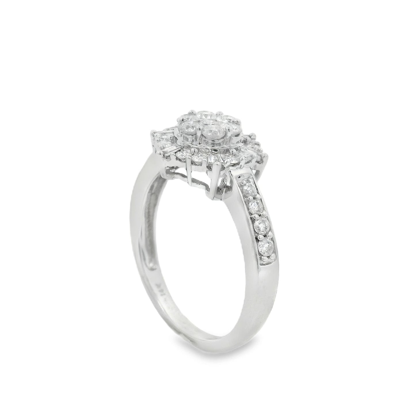 Diamond Halo Cluster Ring (0.75 Carat) in 14K Gold 2 Colors