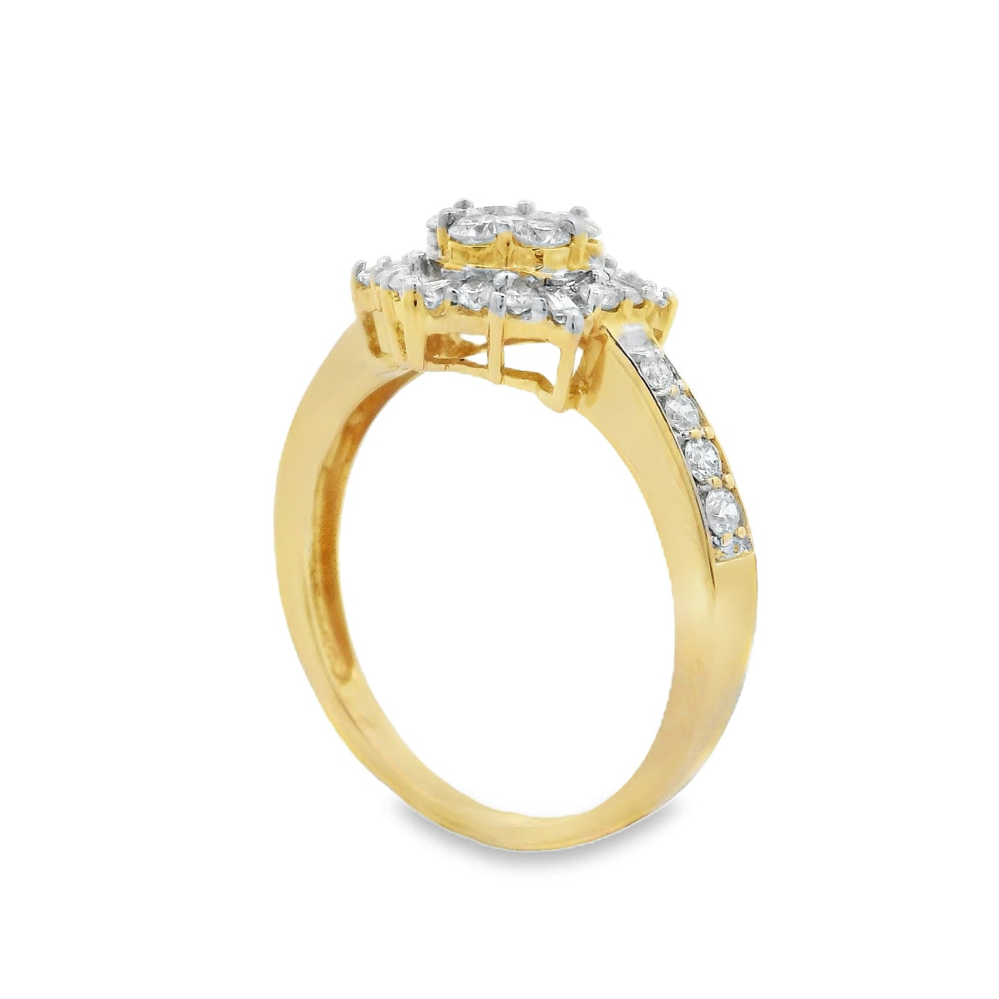 Diamond Halo Cluster Ring (0.75 Carat) in 14K Gold 2 Colors