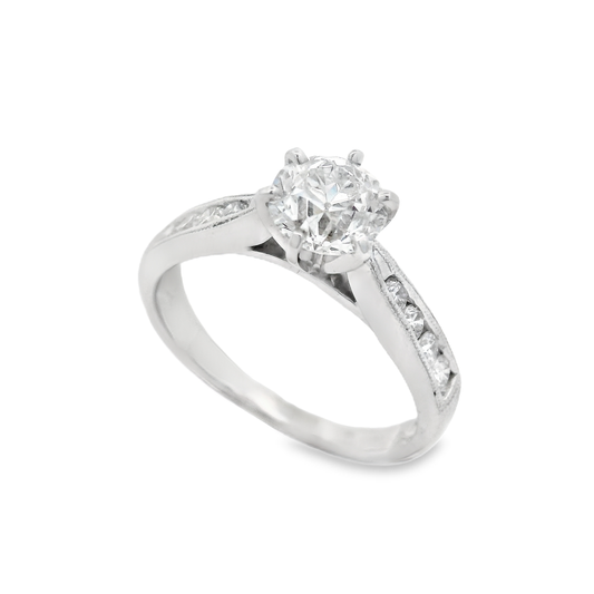 0.96ct Round-Cut Diamond Engagement Ring in 14K White Gold