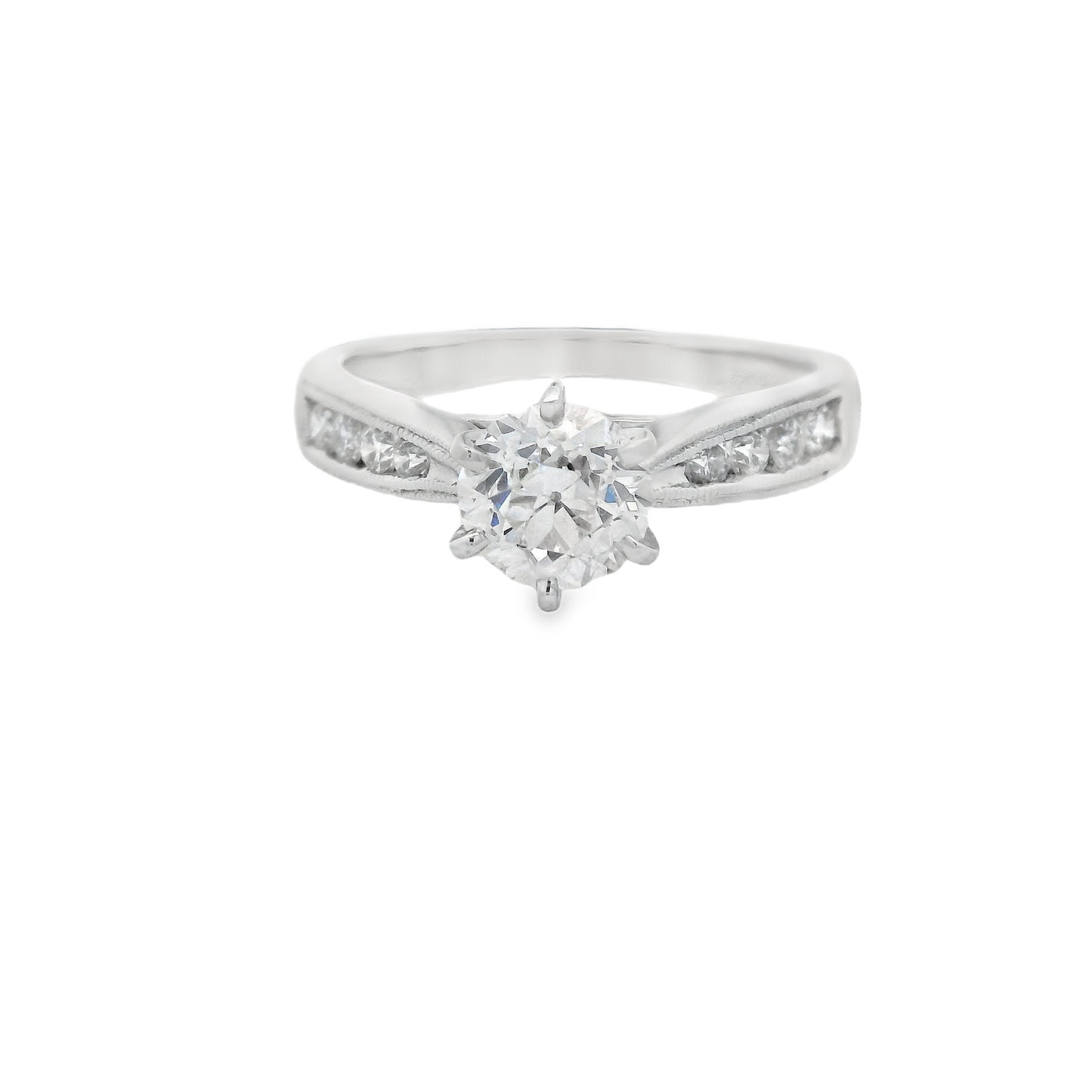 0.96ct Round-Cut Diamond Engagement Ring in 14K White Gold
