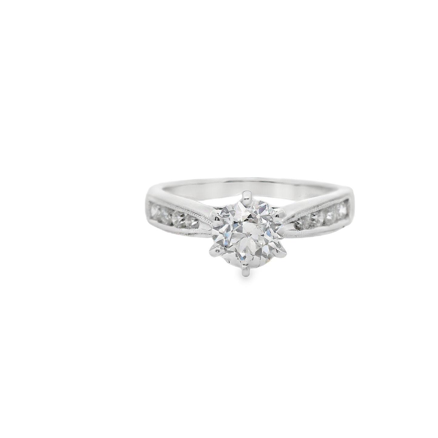 0.96ct Round-Cut Diamond Engagement Ring in 14K White Gold