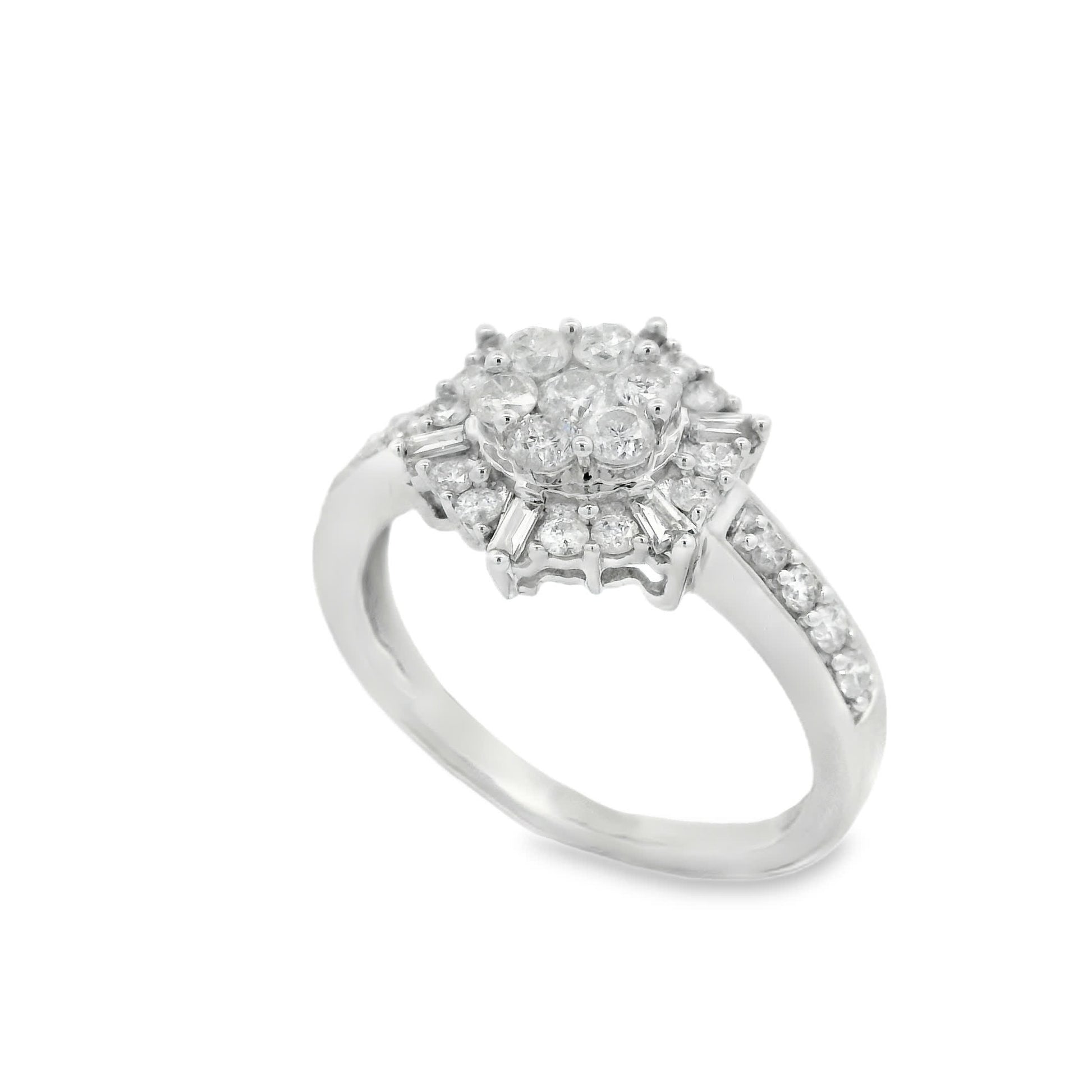 Diamond Halo Cluster Ring (0.75 Carat) in 14K Gold 2 Colors