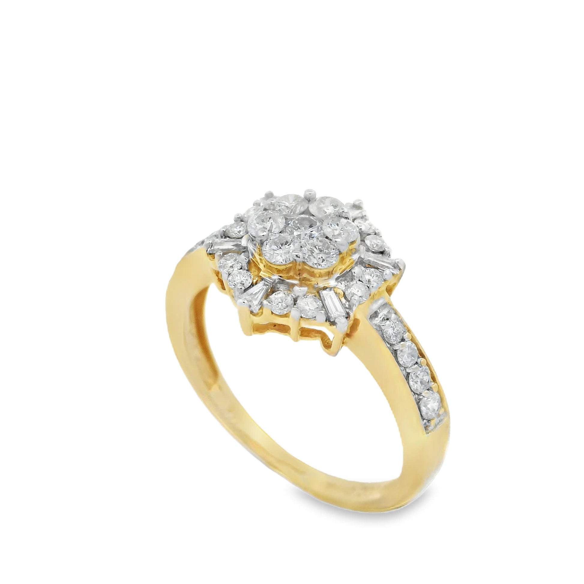 Diamond Halo Cluster Ring (0.75 Carat) in 14K Gold 2 Colors