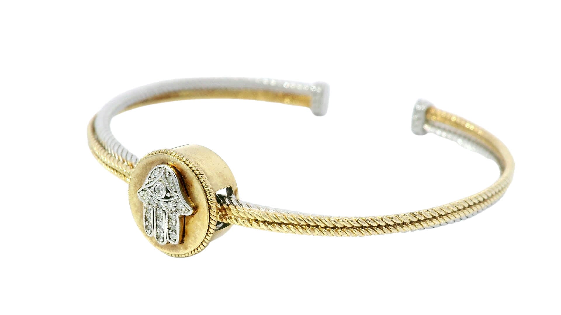 Two-Tone Bangle Bracelet in 925 Silver (0.07 Carat)