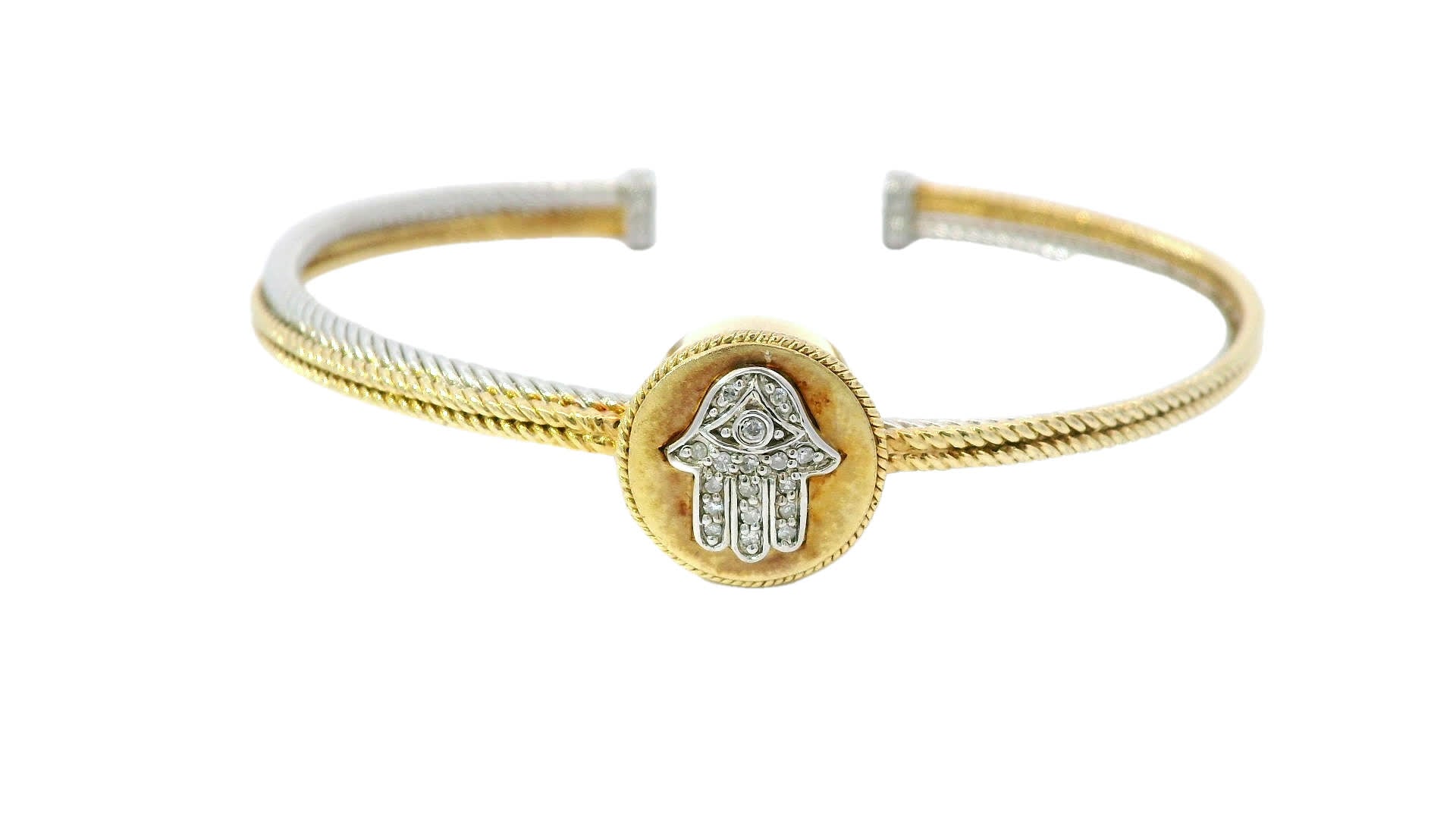 Two-Tone Bangle Bracelet in 925 Silver (0.07 Carat)