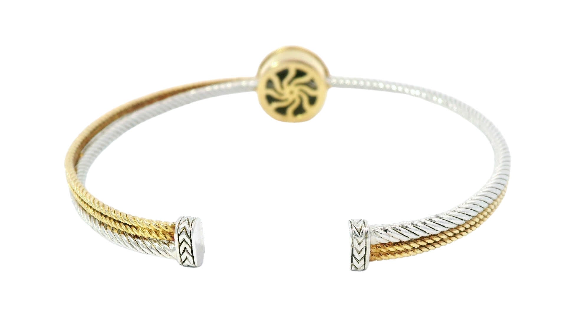Two-Tone Bangle Bracelet in 925 Silver (0.07 Carat)