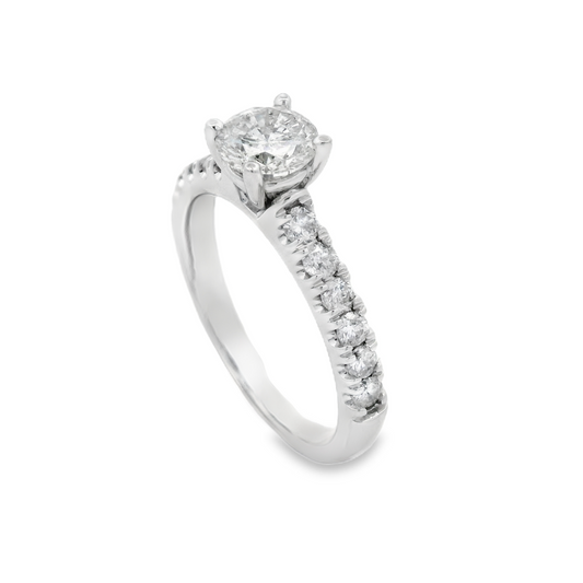 ✨ Classic One Row Engagement Ring in 14k White Gold (1.28 Carat) ✨