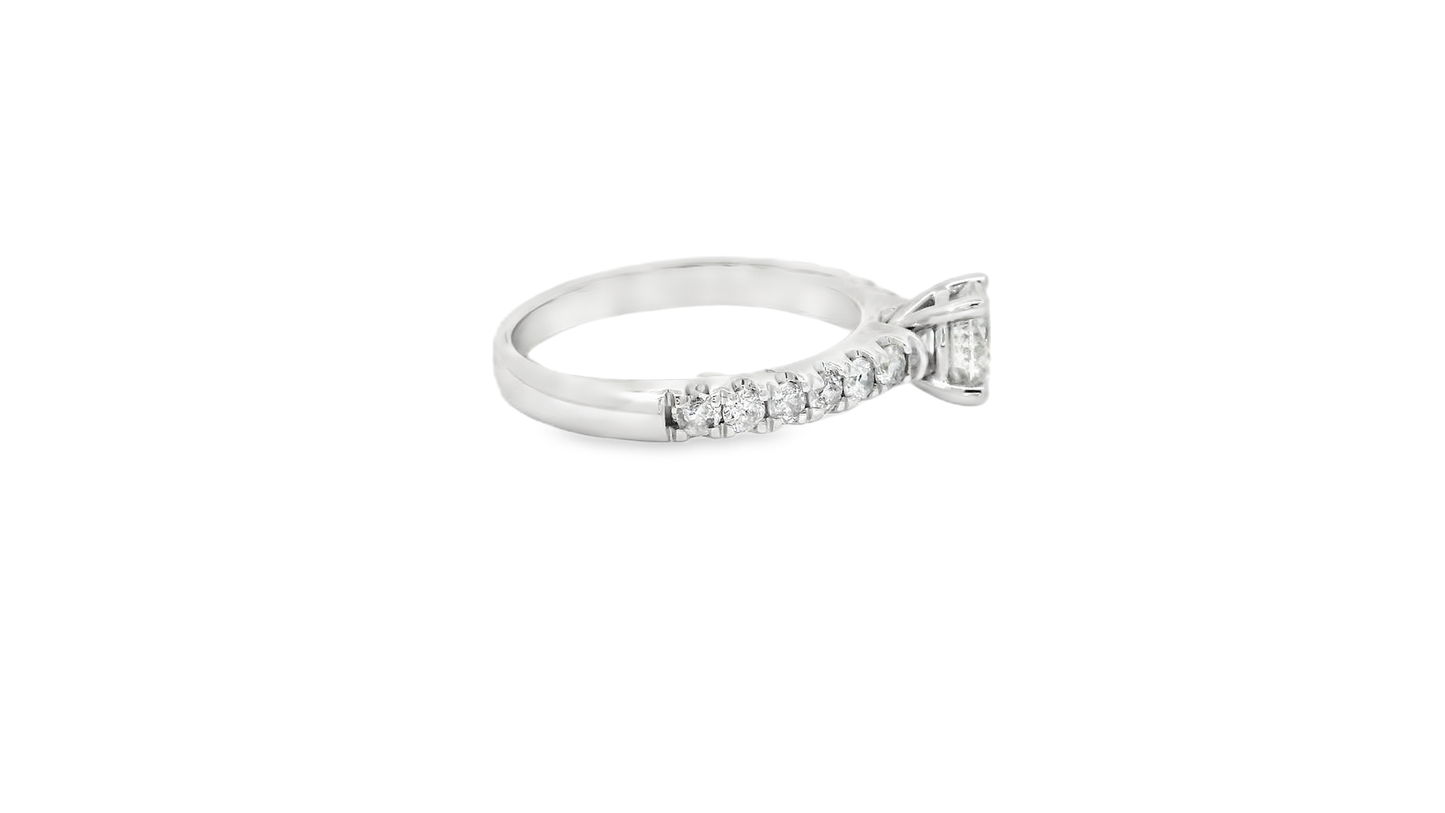 1.28ct Round-Cut Diamond Engagement Ring in 14K White Gold