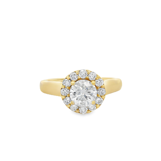1.00ct Halo Diamond Engagement Ring in 18K Yellow Gold
