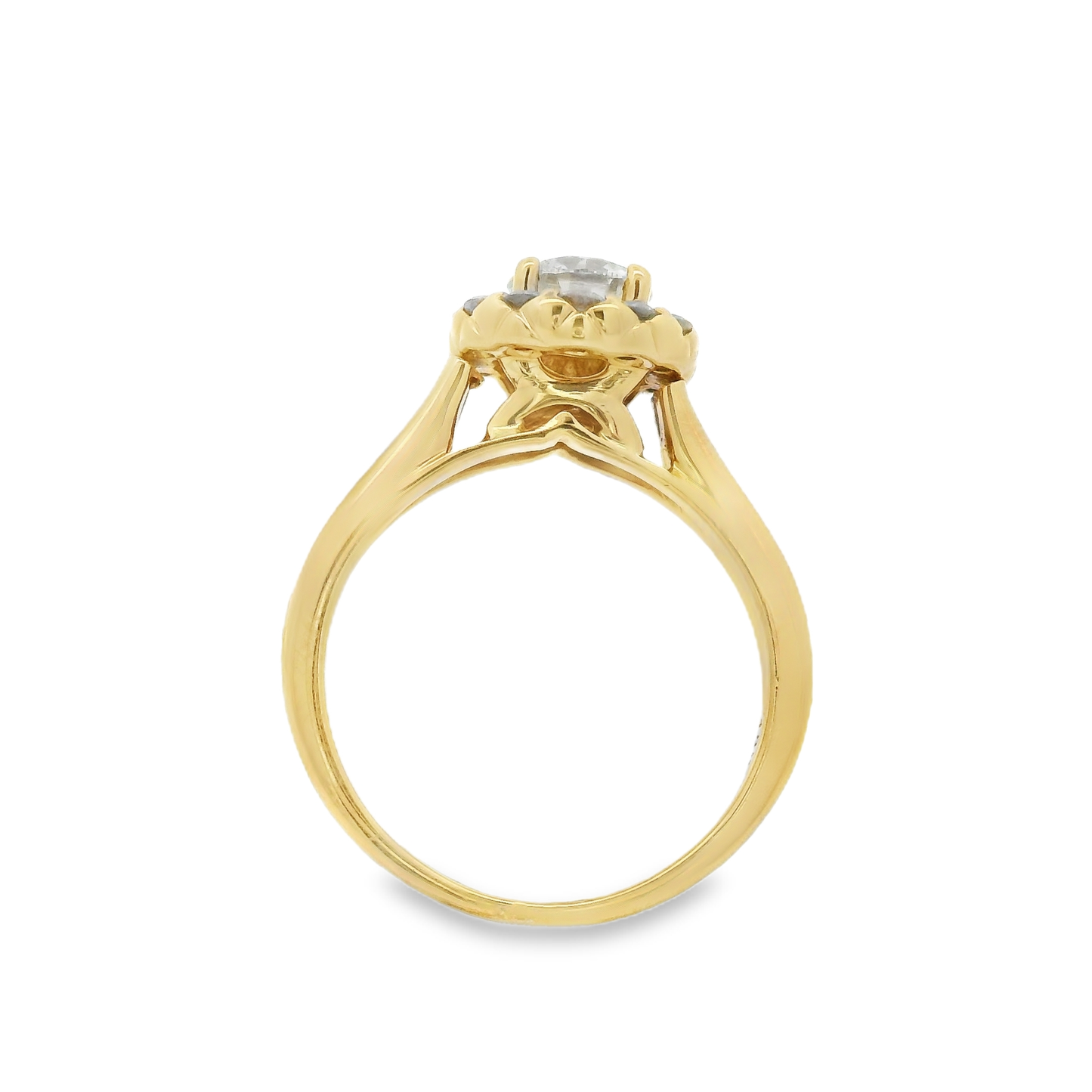 1.00ct Halo Diamond Engagement Ring in 18K Yellow Gold