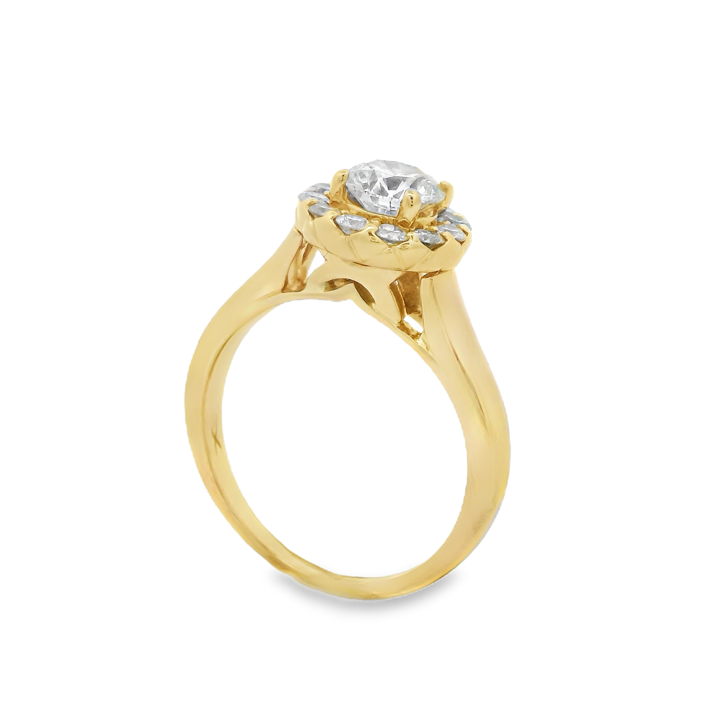 1.00ct Halo Diamond Engagement Ring in 18K Yellow Gold