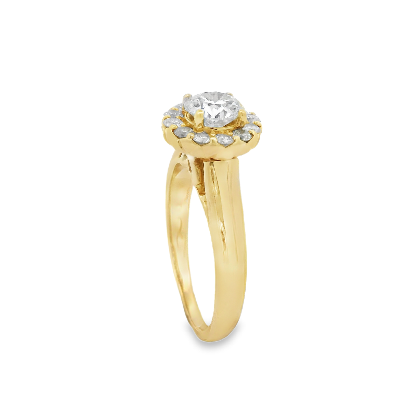 1.00ct Halo Diamond Engagement Ring in 18K Yellow Gold