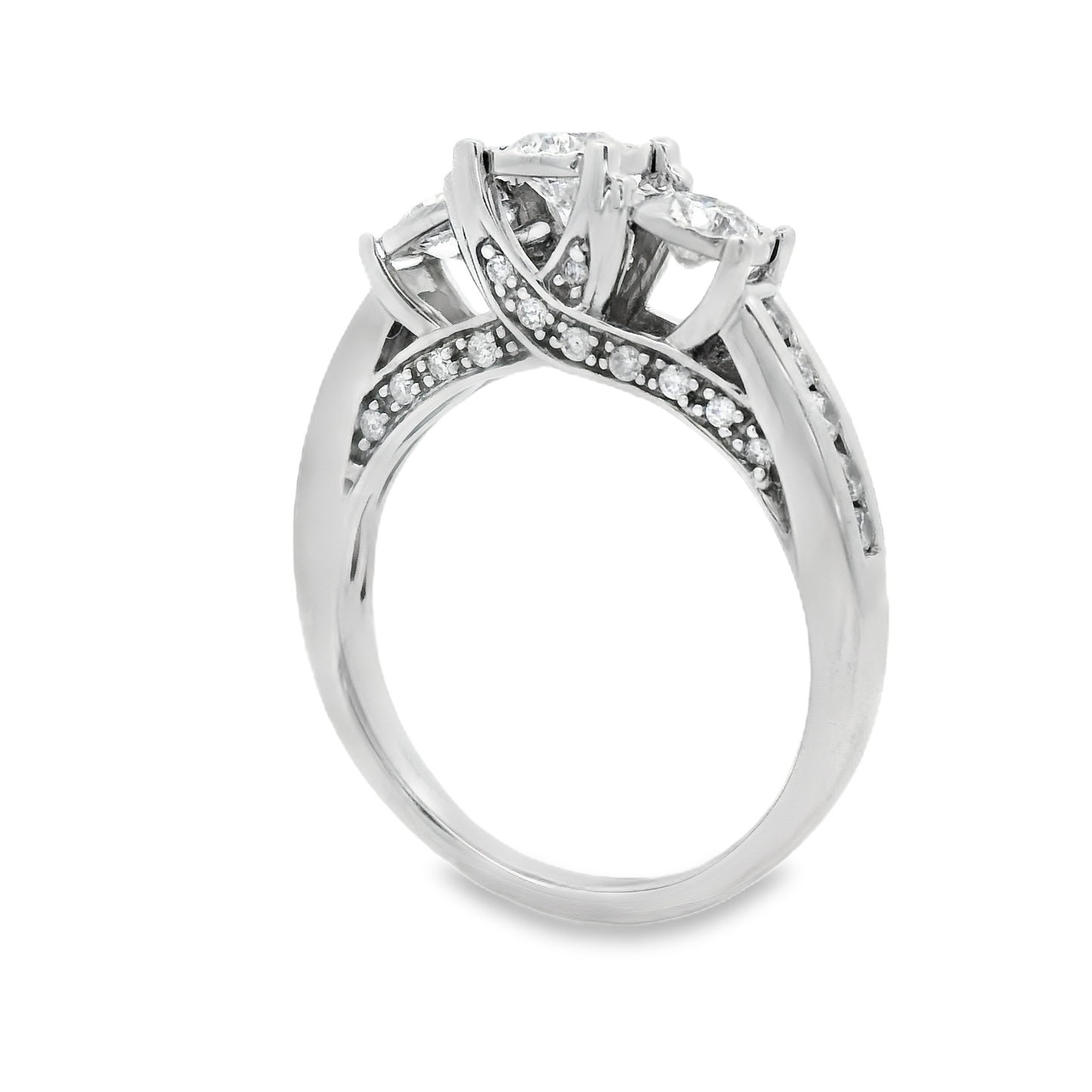 1.35ct Three-Stone Diamond Engagement Ring in 14K White Gold