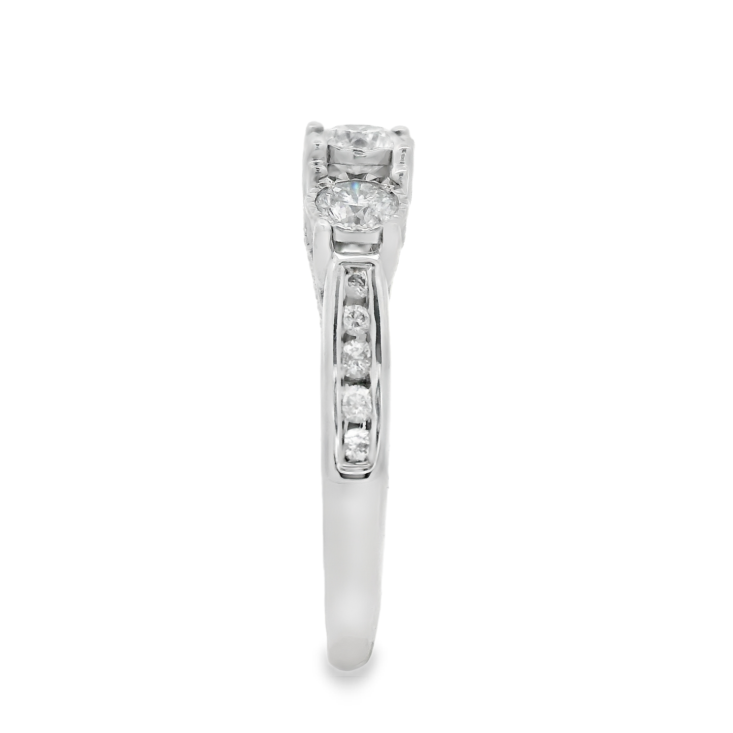 1.35ct Three-Stone Diamond Engagement Ring in 14K White Gold
