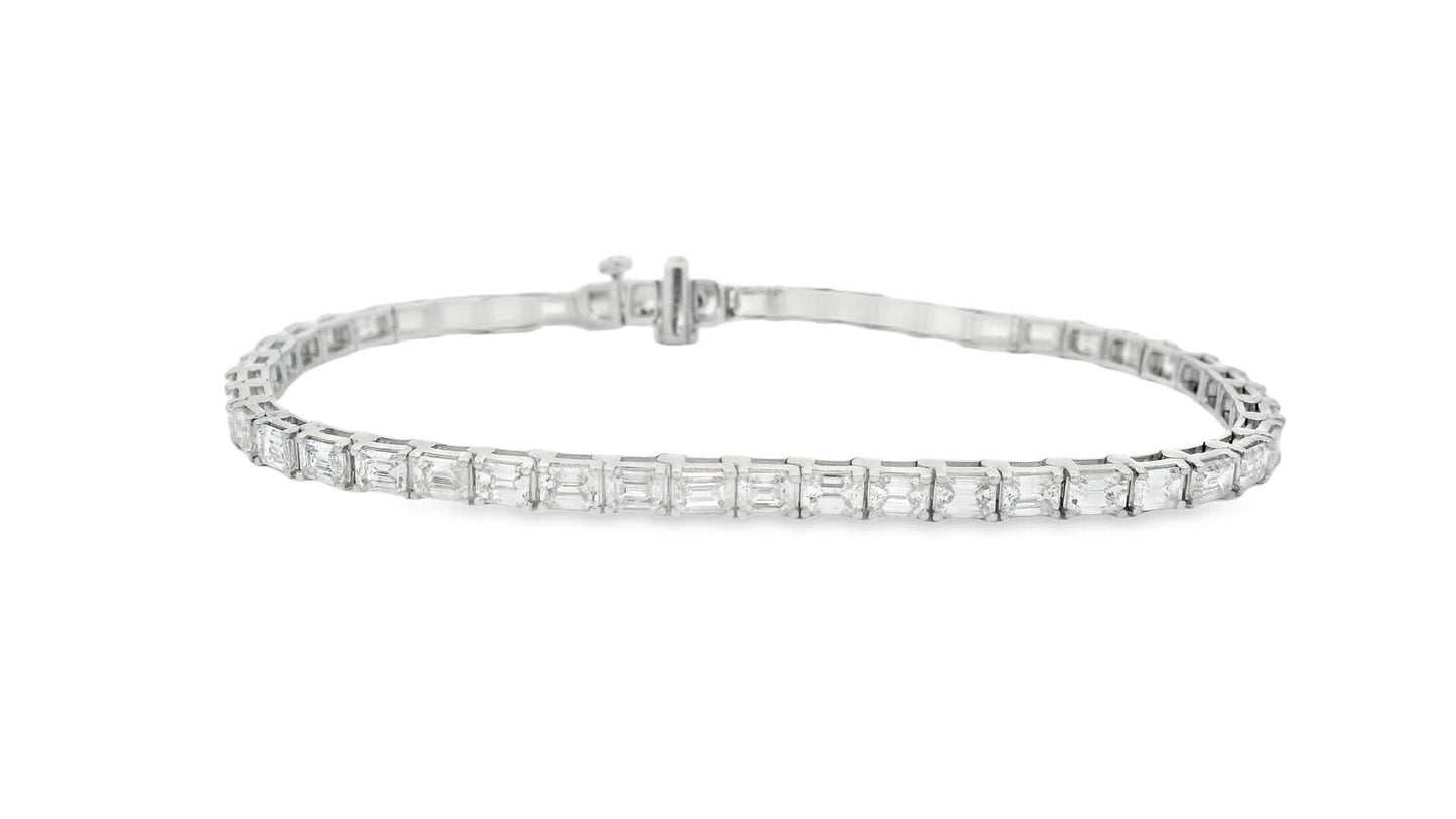 7.00 Carat Emerald Cut Bracelet with 18K White Gold