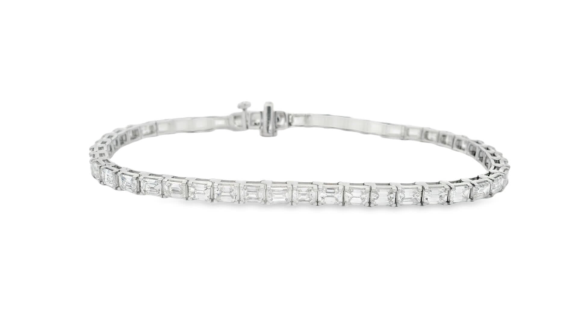 7.00 Carat Emerald Cut Bracelet with 18K White Gold