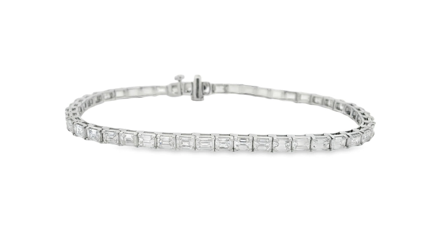7.00 Carat Emerald Cut Bracelet with 18K White Gold