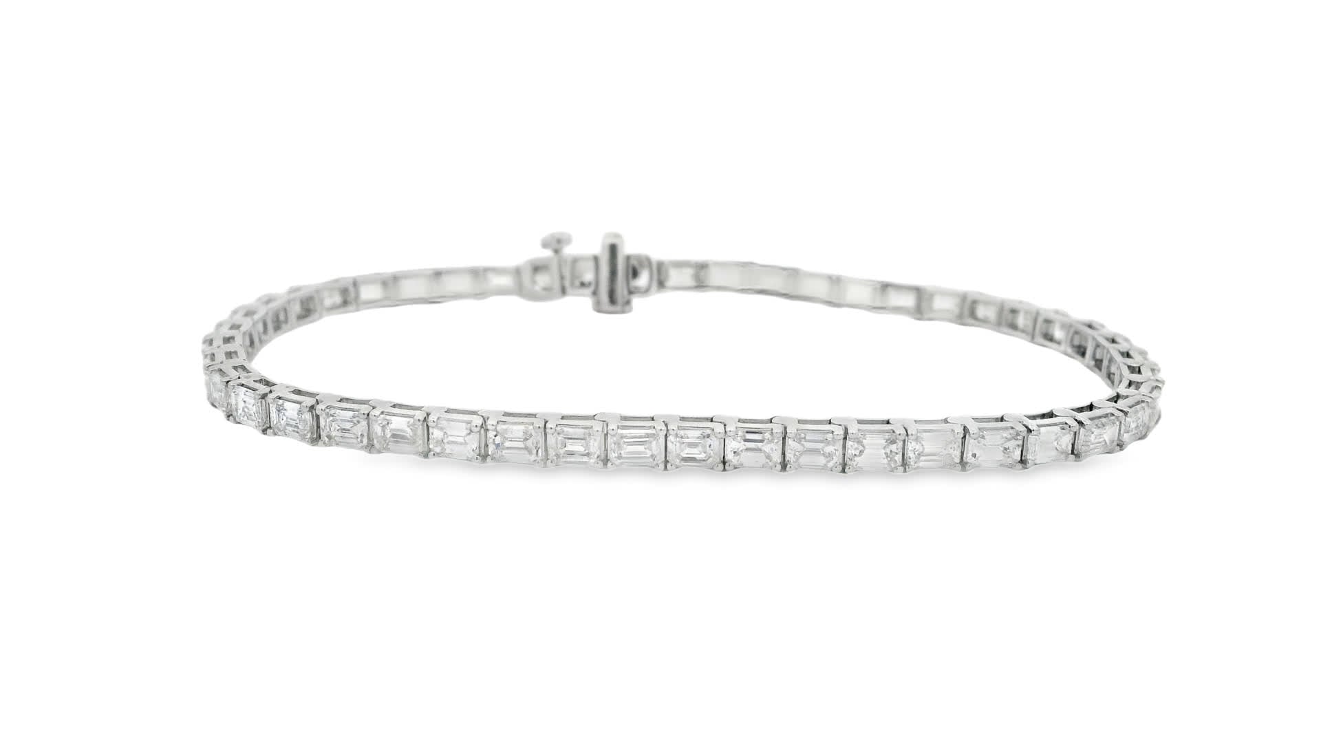 7.00 Carat Emerald Cut Bracelet with 18K White Gold