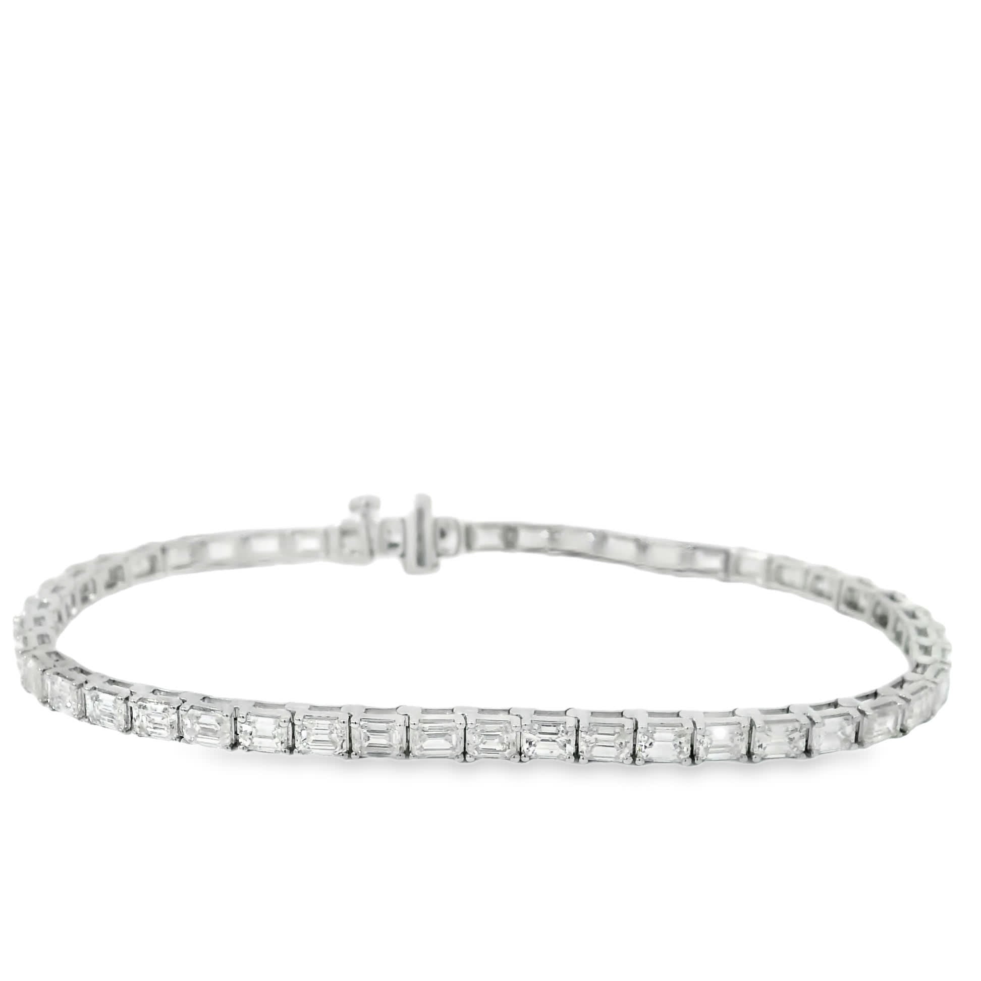 7.00 Carat Emerald Cut Bracelet with 18K White Gold