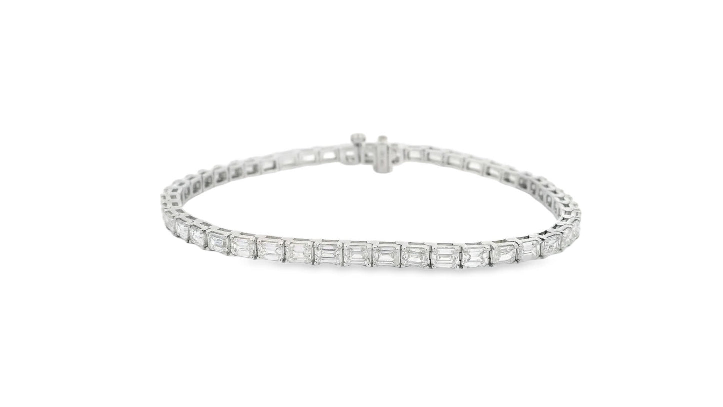 7.00 Carat Emerald Cut Bracelet with 18K White Gold