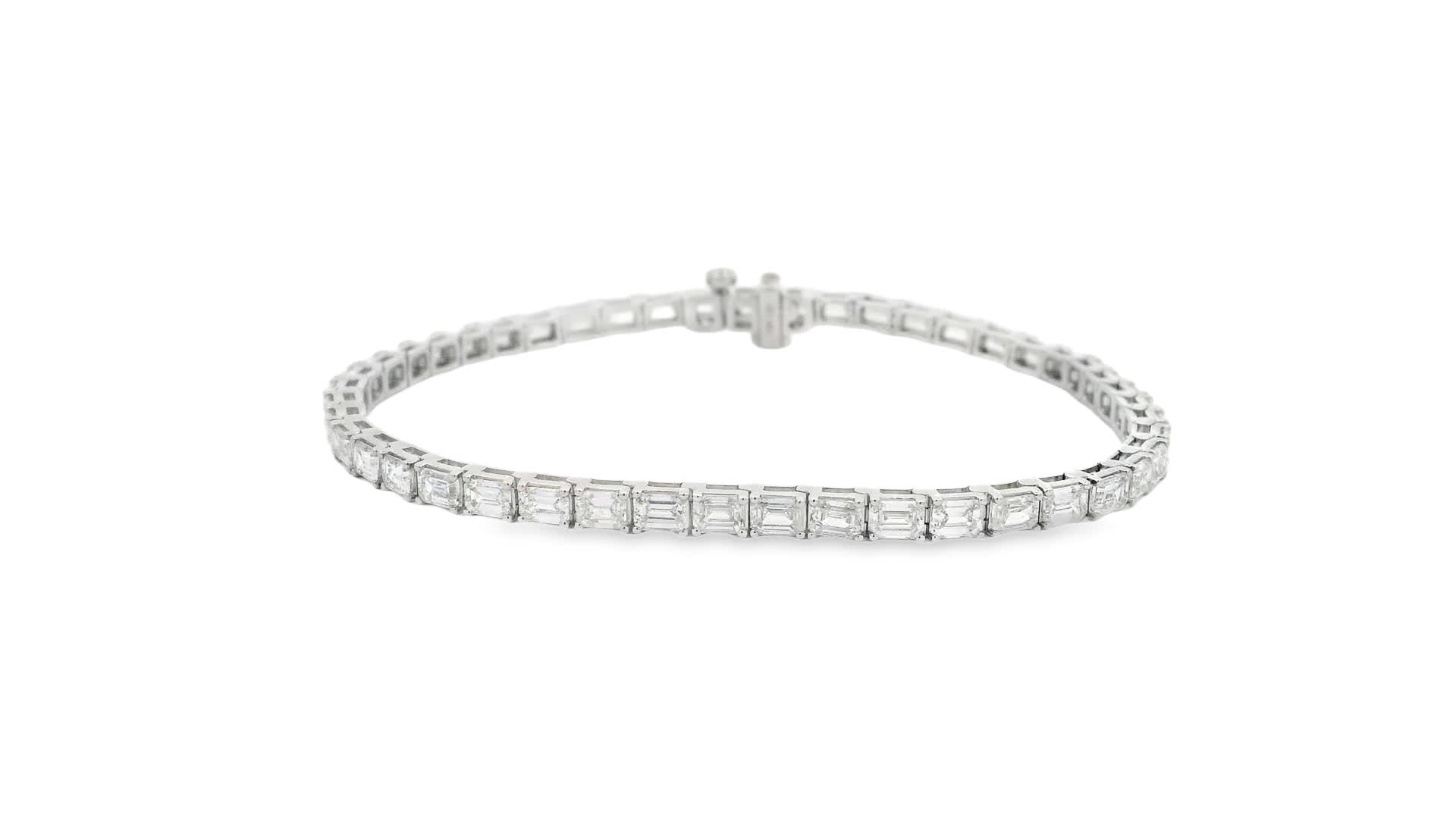 7.00 Carat Emerald Cut Bracelet with 18K White Gold