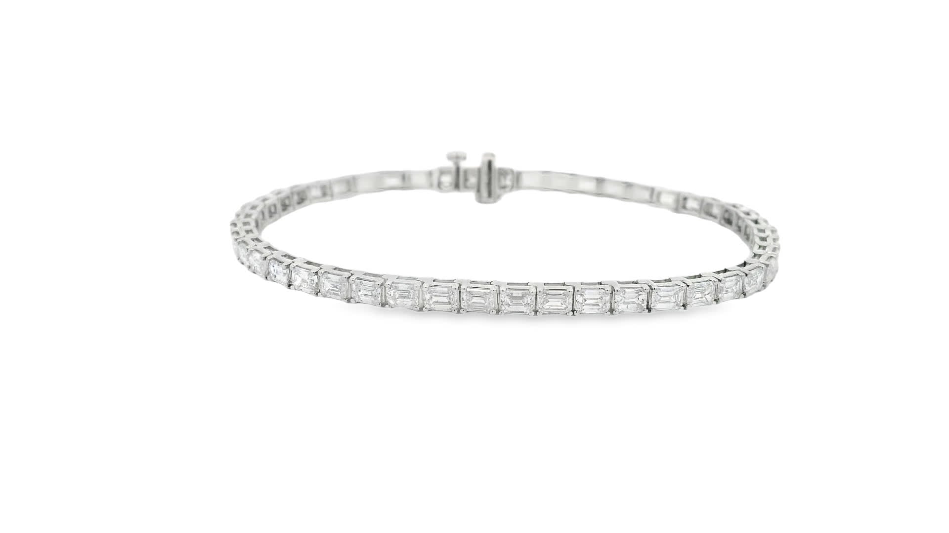 7.00 Carat Emerald Cut Bracelet with 18K White Gold