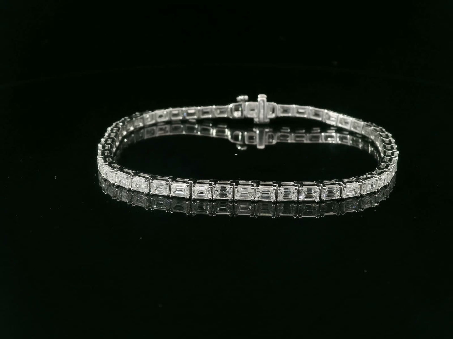 7.00 Carat Emerald Cut Bracelet with 18K White Gold