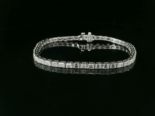7.00 Carat Emerald Cut Bracelet with 18K White Gold