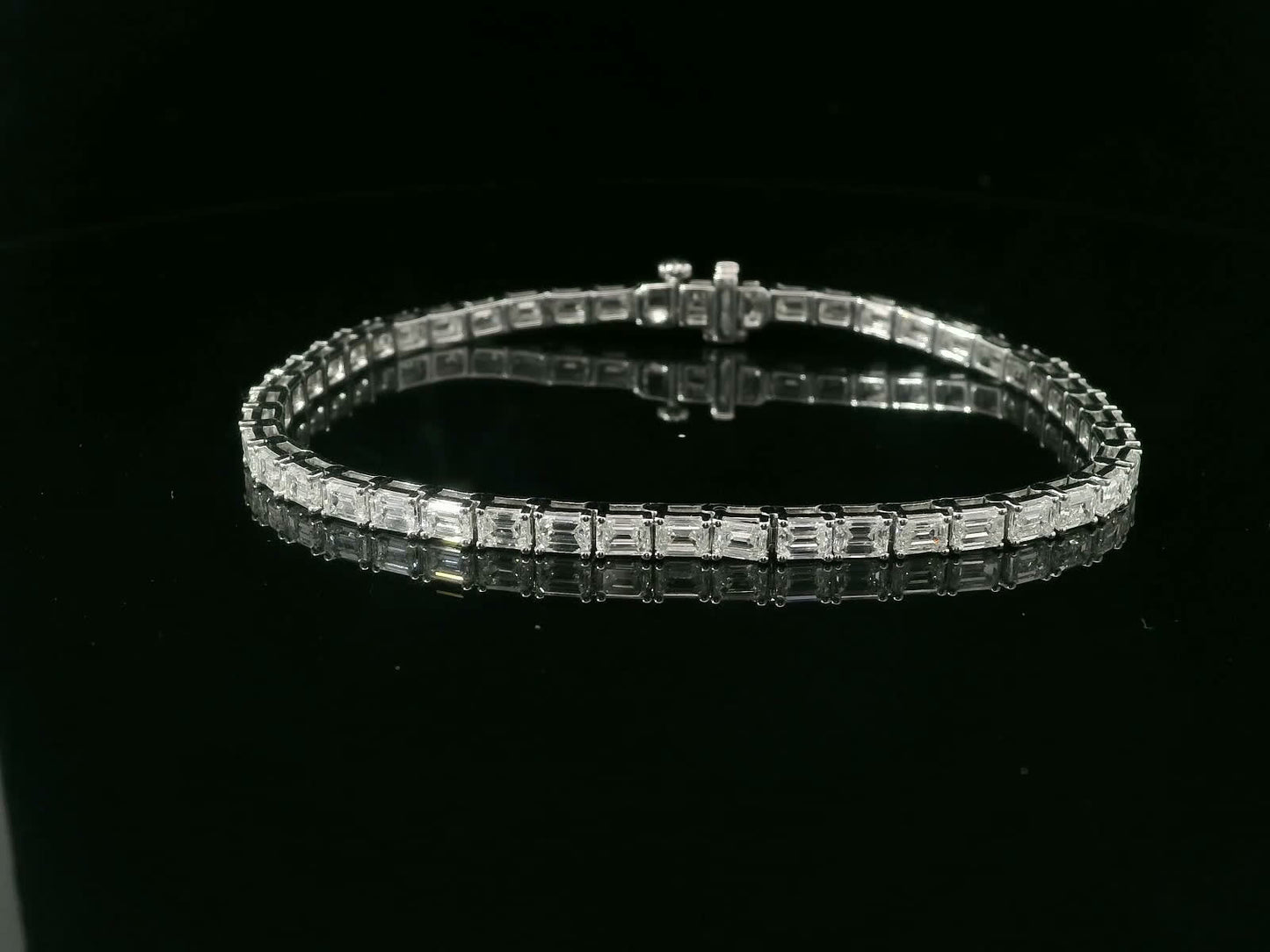 7.00 Carat Emerald Cut Bracelet with 18K White Gold