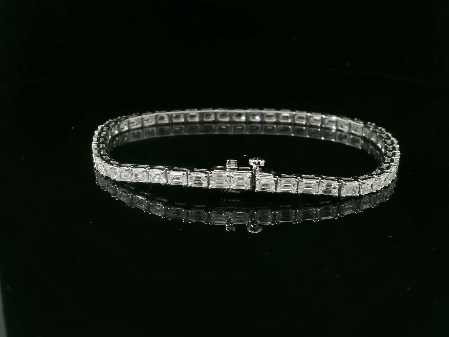 7.00 Carat Emerald Cut Bracelet with 18K White Gold