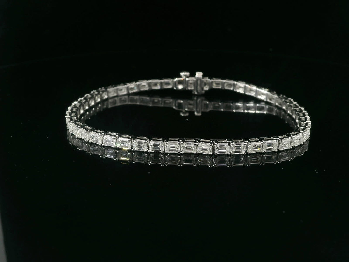 7.00 Carat Emerald Cut Bracelet with 18K White Gold