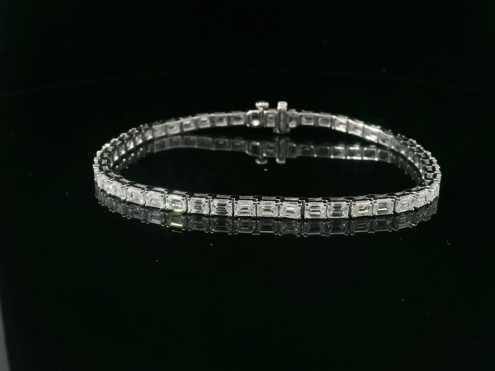 7.00 Carat Emerald Cut Bracelet with 18K White Gold