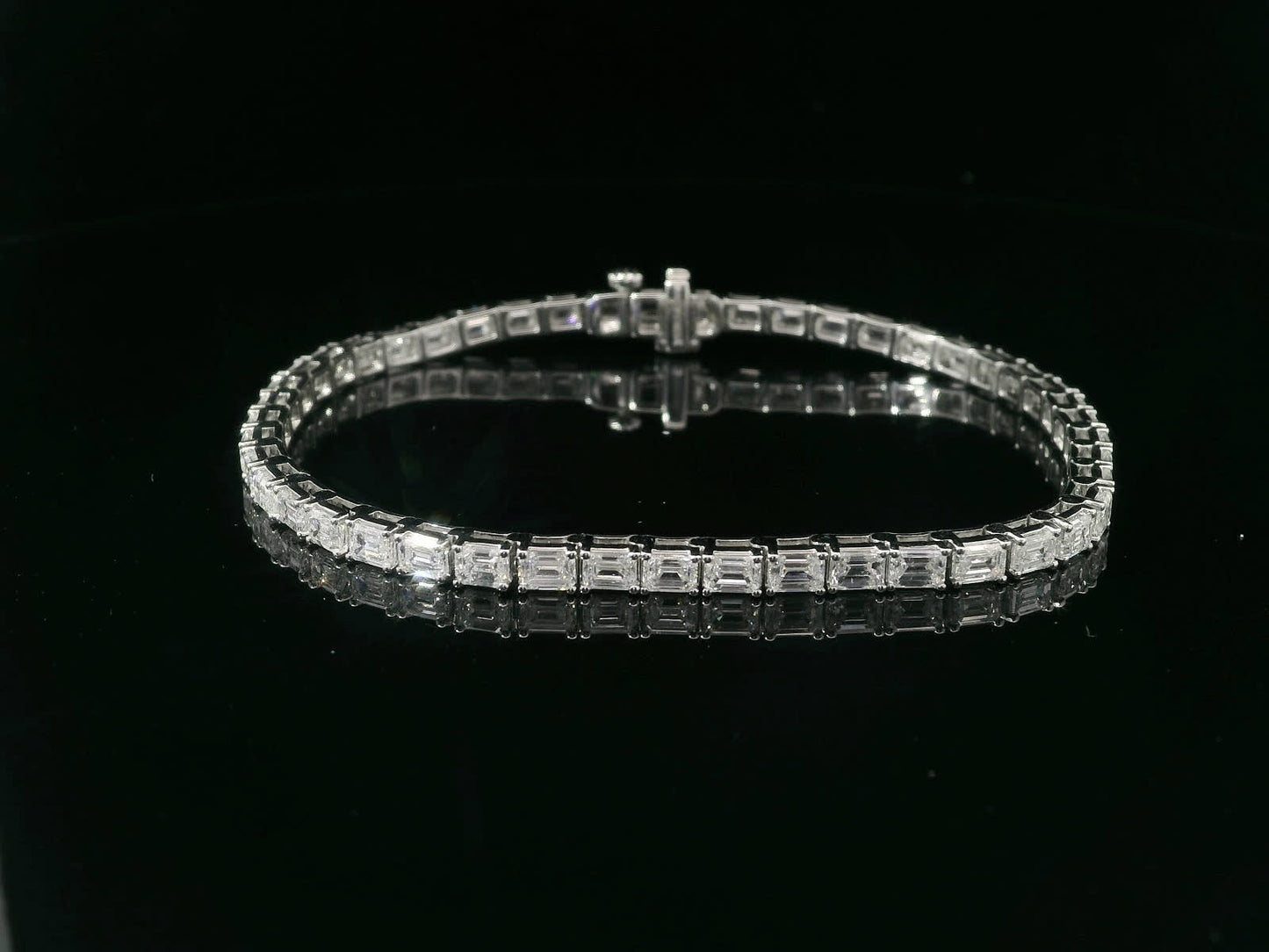 7.00 Carat Emerald Cut Bracelet with 18K White Gold