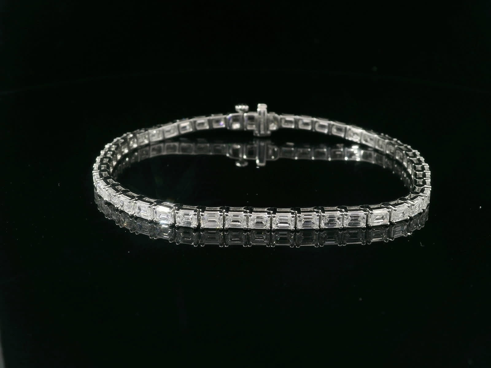 7.00 Carat Emerald Cut Bracelet with 18K White Gold