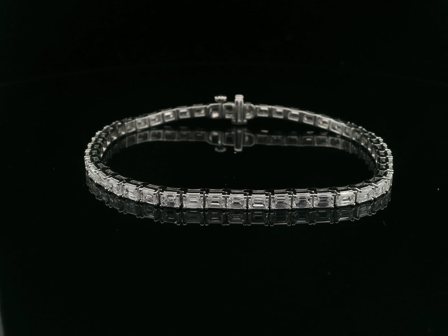 7.00 Carat Emerald Cut Bracelet with 18K White Gold