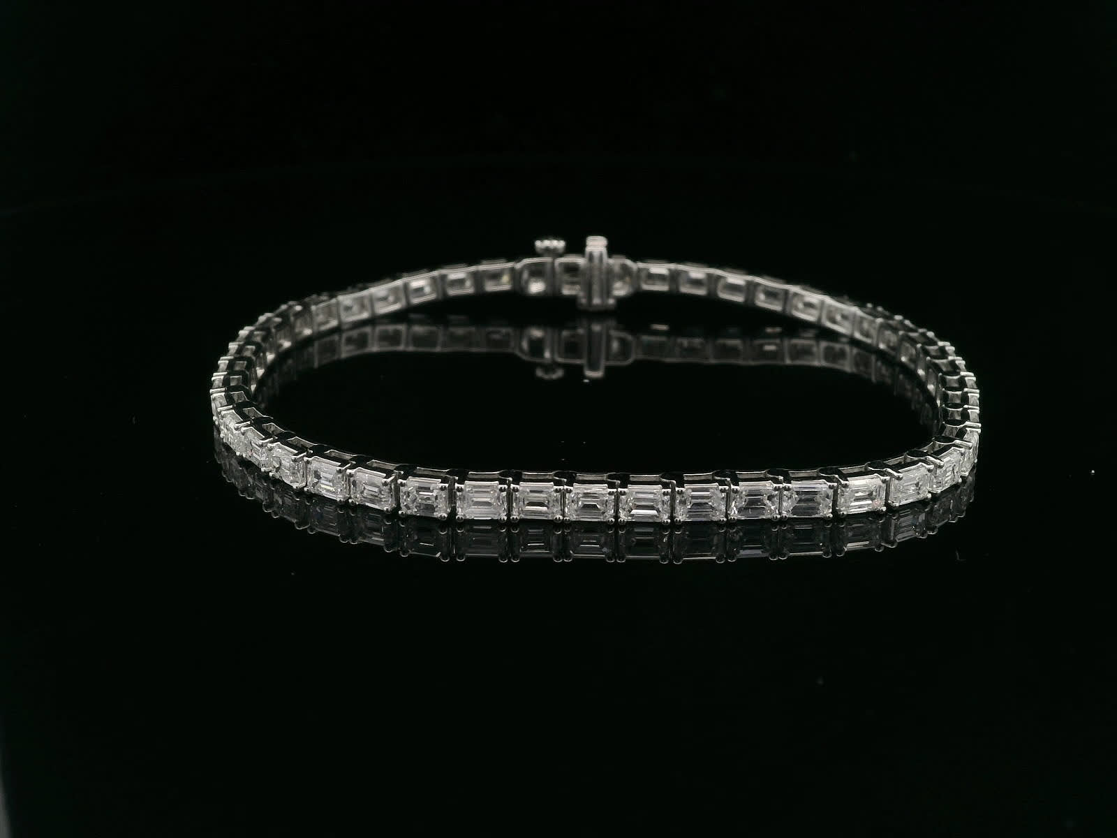 7.00 Carat Emerald Cut Bracelet with 18K White Gold