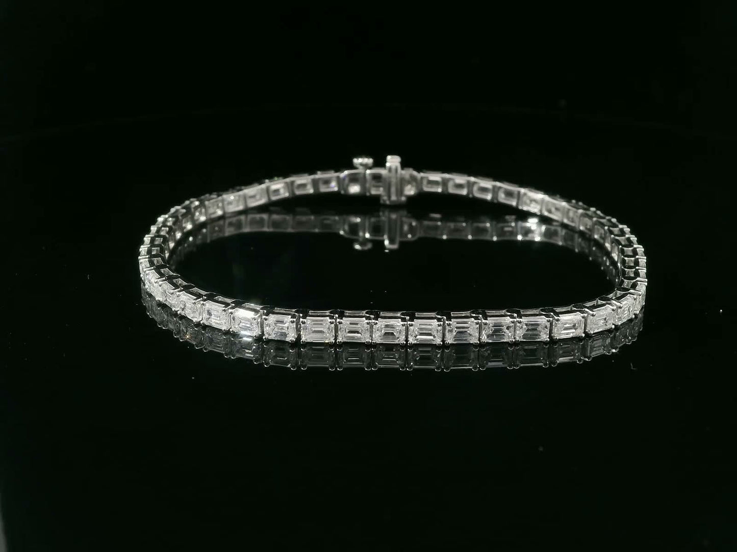 7.00 Carat Emerald Cut Bracelet with 18K White Gold