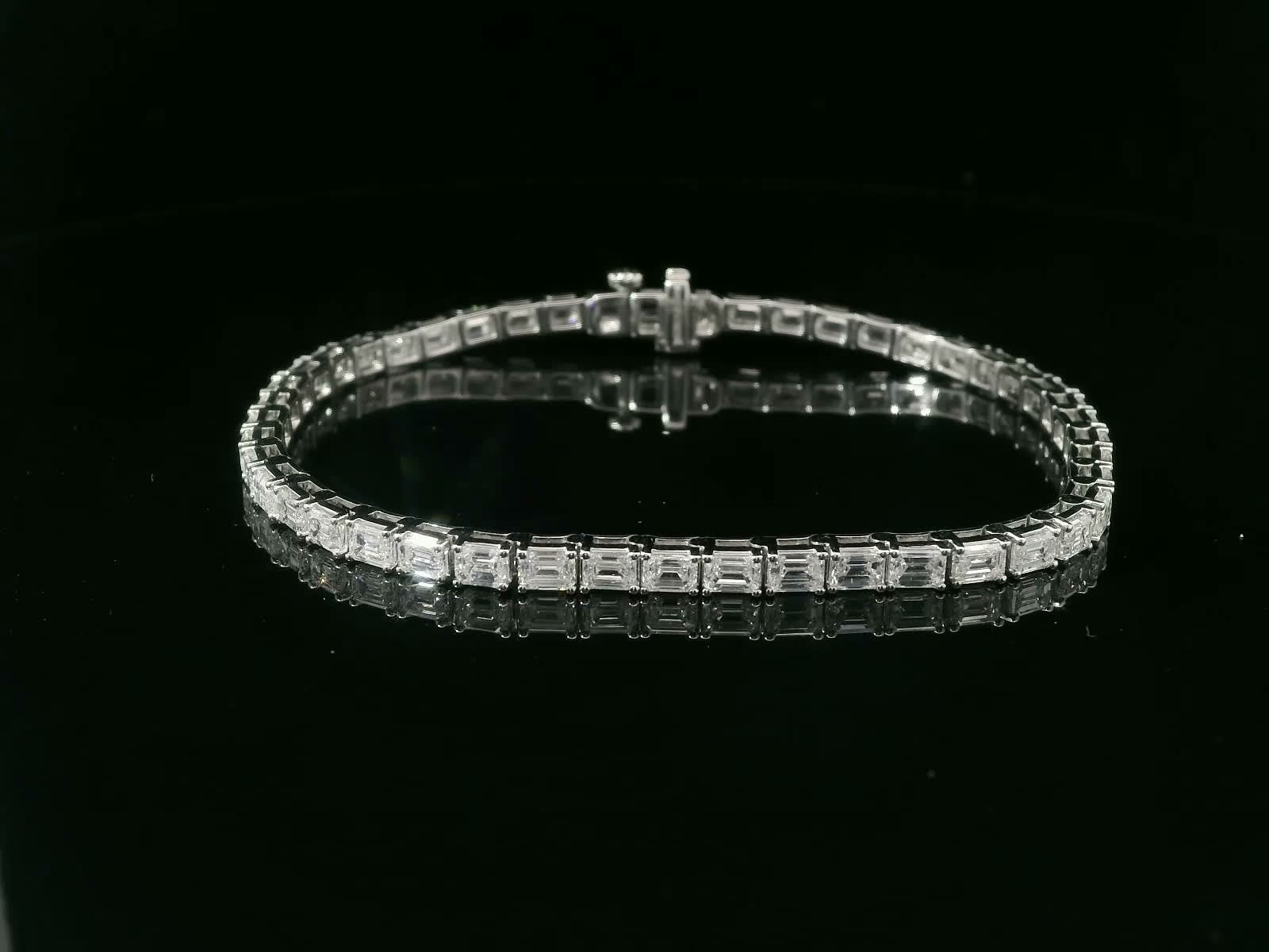 7.00 Carat Emerald Cut Bracelet with 18K White Gold