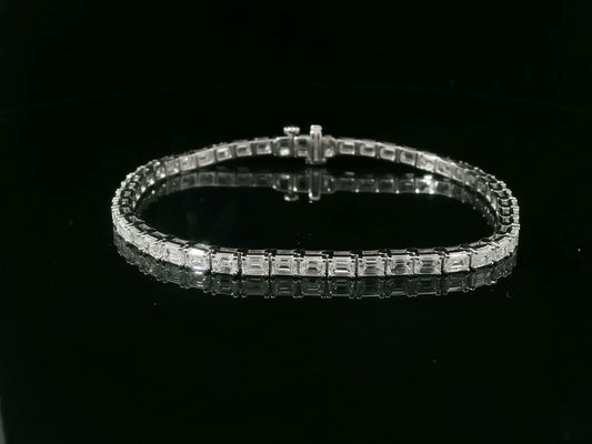 7.00 Carat Emerald Cut Bracelet with 18K White Gold