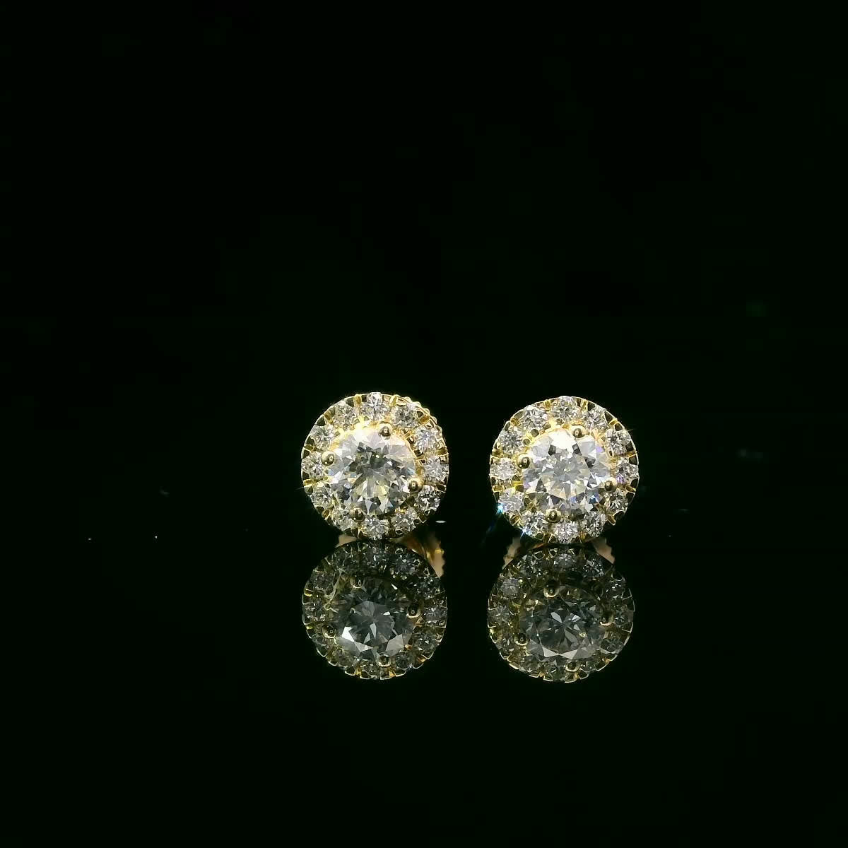 Round Shape Diamond Earrings 14K Gold 1.00 Carat