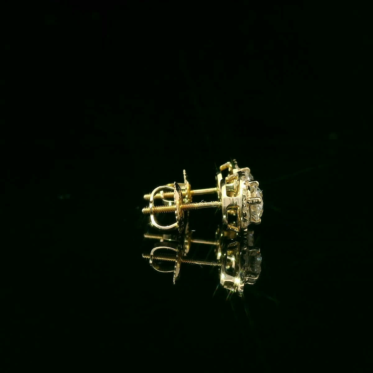 Round Shape Diamond Earrings 14K Gold 1.00 Carat