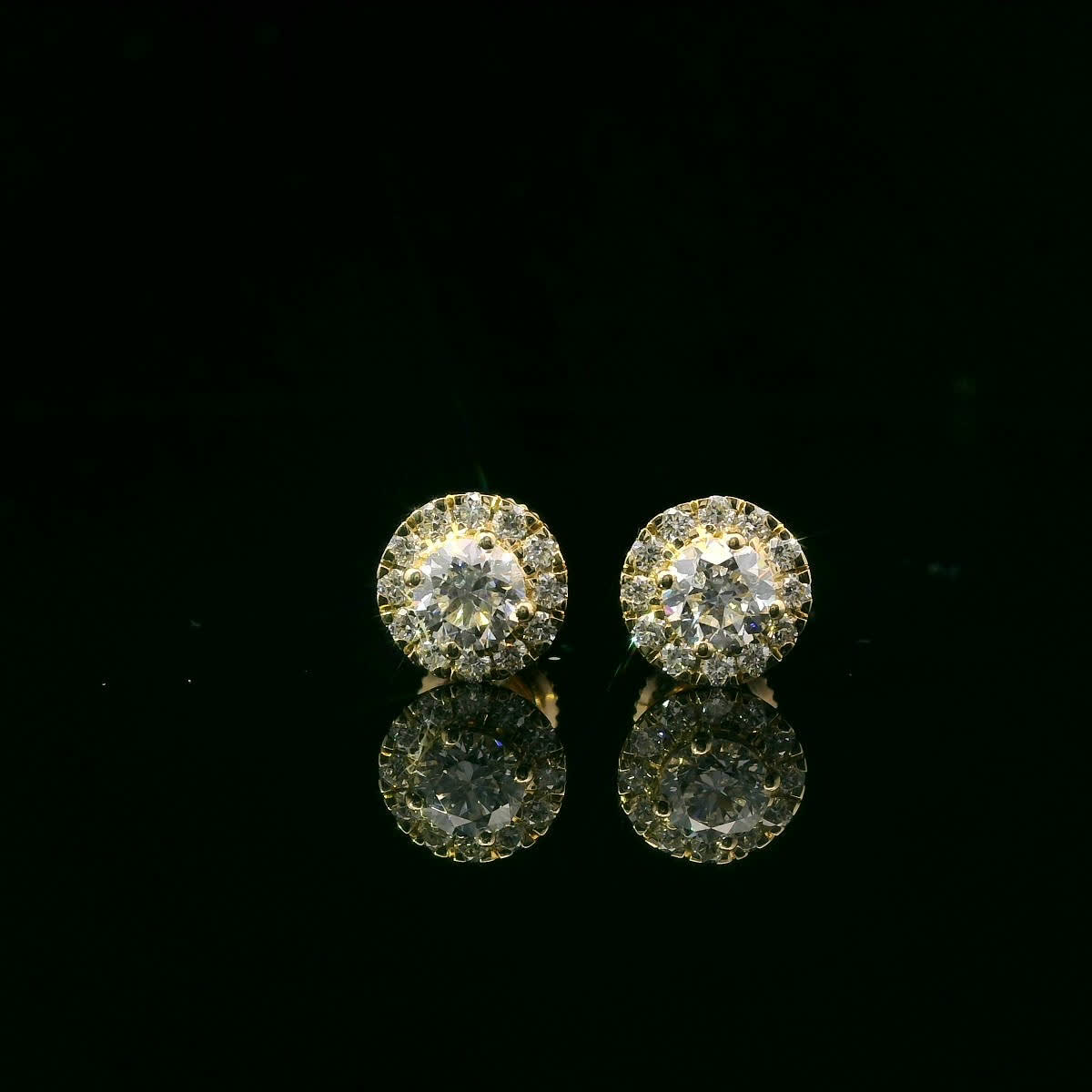 Round Shape Diamond Earrings 14K Gold 1.00 Carat