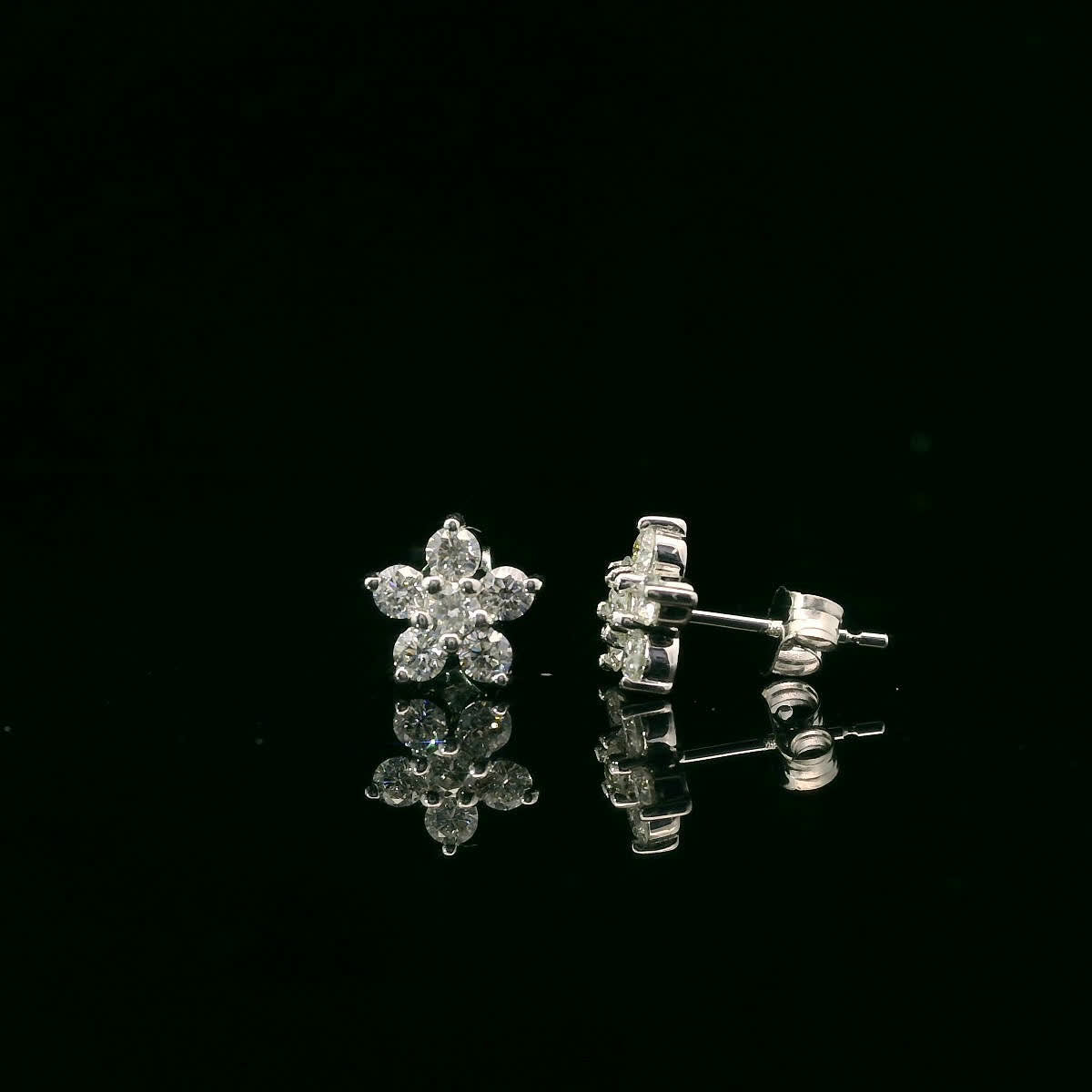 Elegant Diamond Flower Earrings
