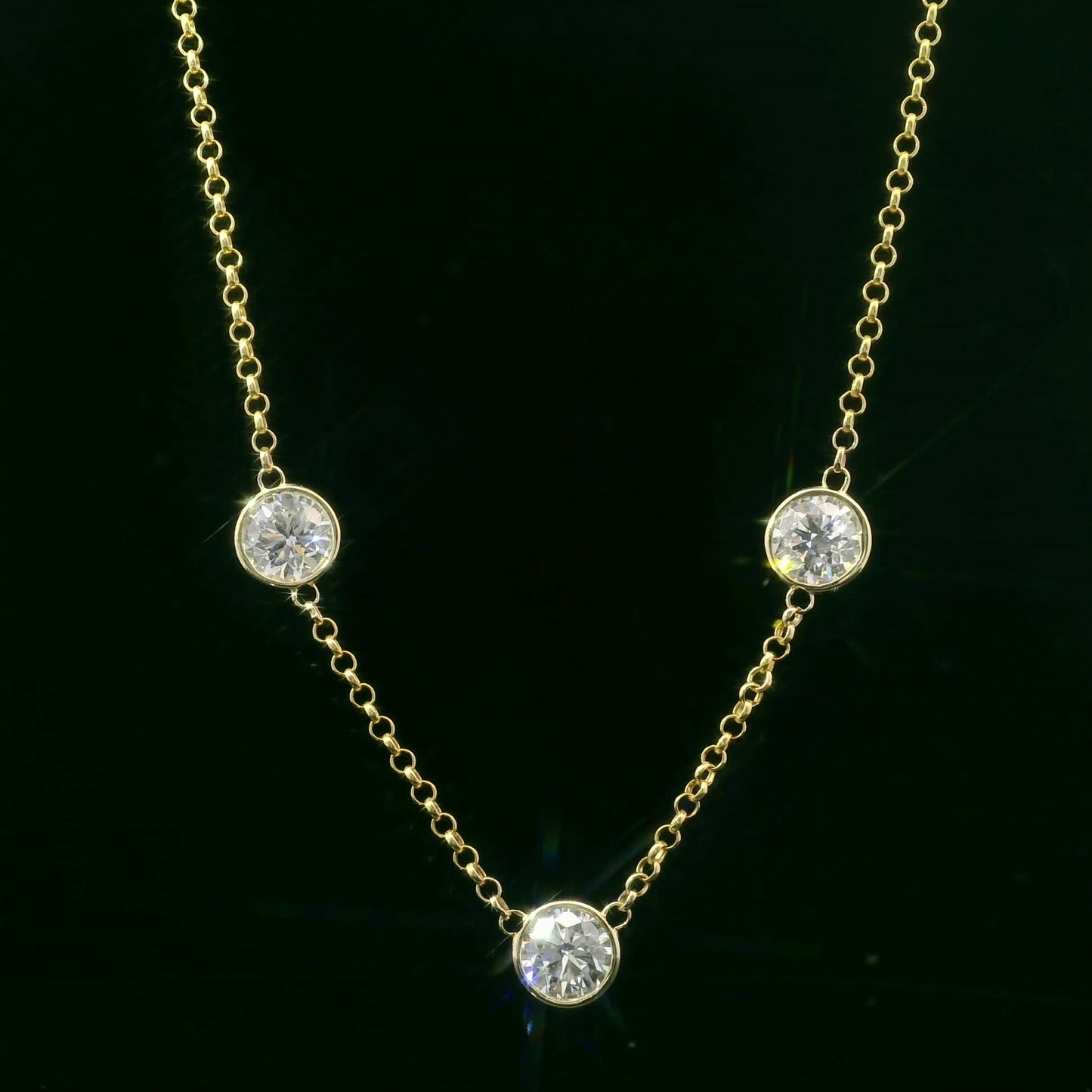 14K Yellow Gold Necklace with 3.00 Carat Diamonds (Lab Grown Diamonds)