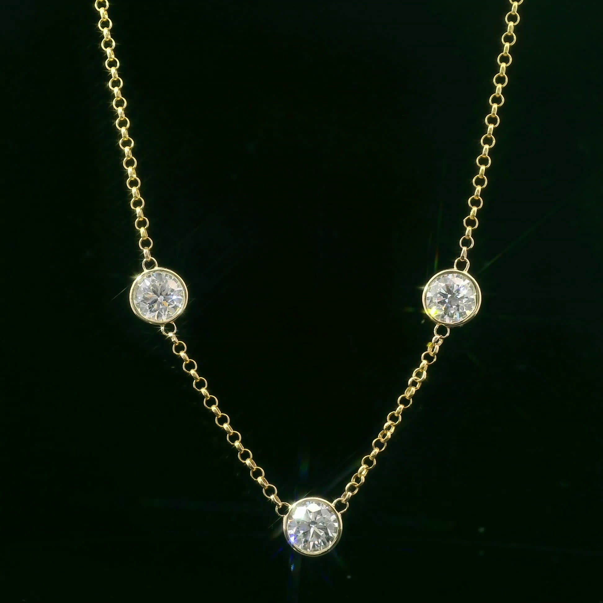 14K Yellow Gold Necklace with 3.00 Carat Diamonds (Lab Grown Diamonds)