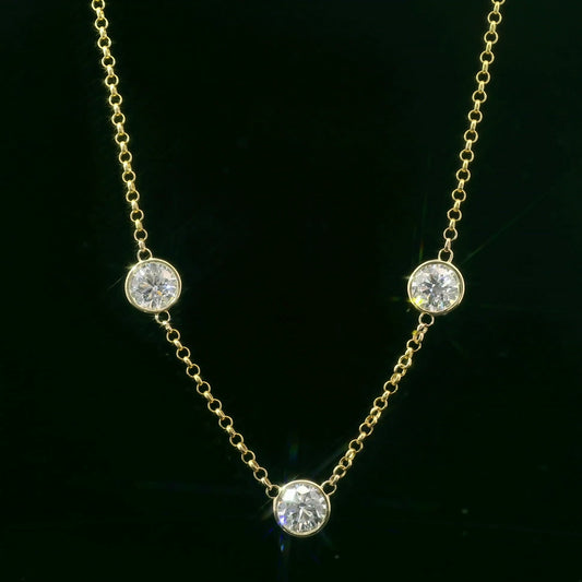 14K Yellow Gold Necklace with 3.00 Carat Diamonds (Lab Grown Diamonds)