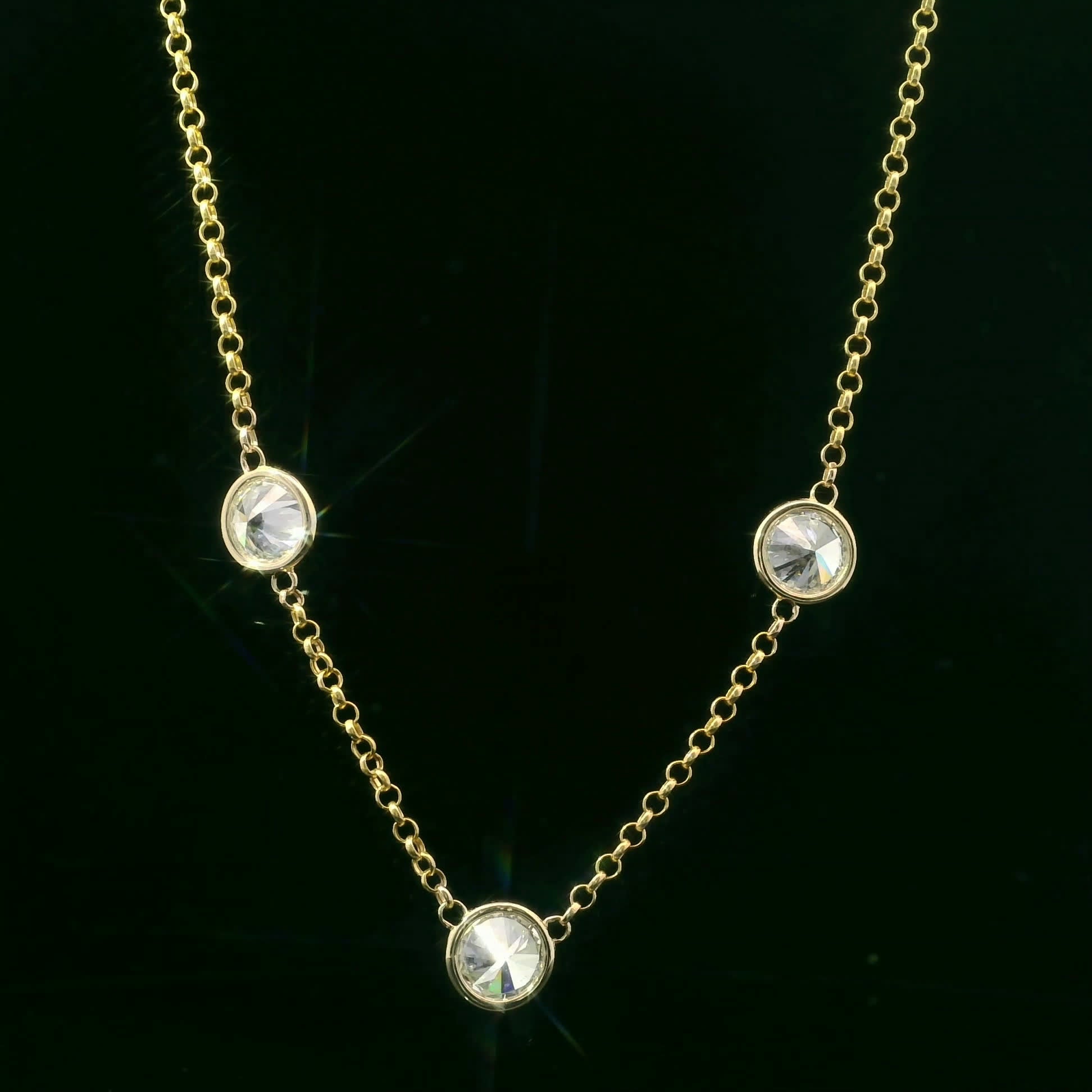 14K Yellow Gold Necklace with 3.00 Carat Diamonds (Lab Grown Diamonds)