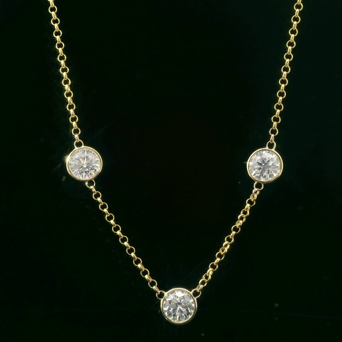14K Yellow Gold Necklace with 3.00 Carat Diamonds (Lab Grown Diamonds)