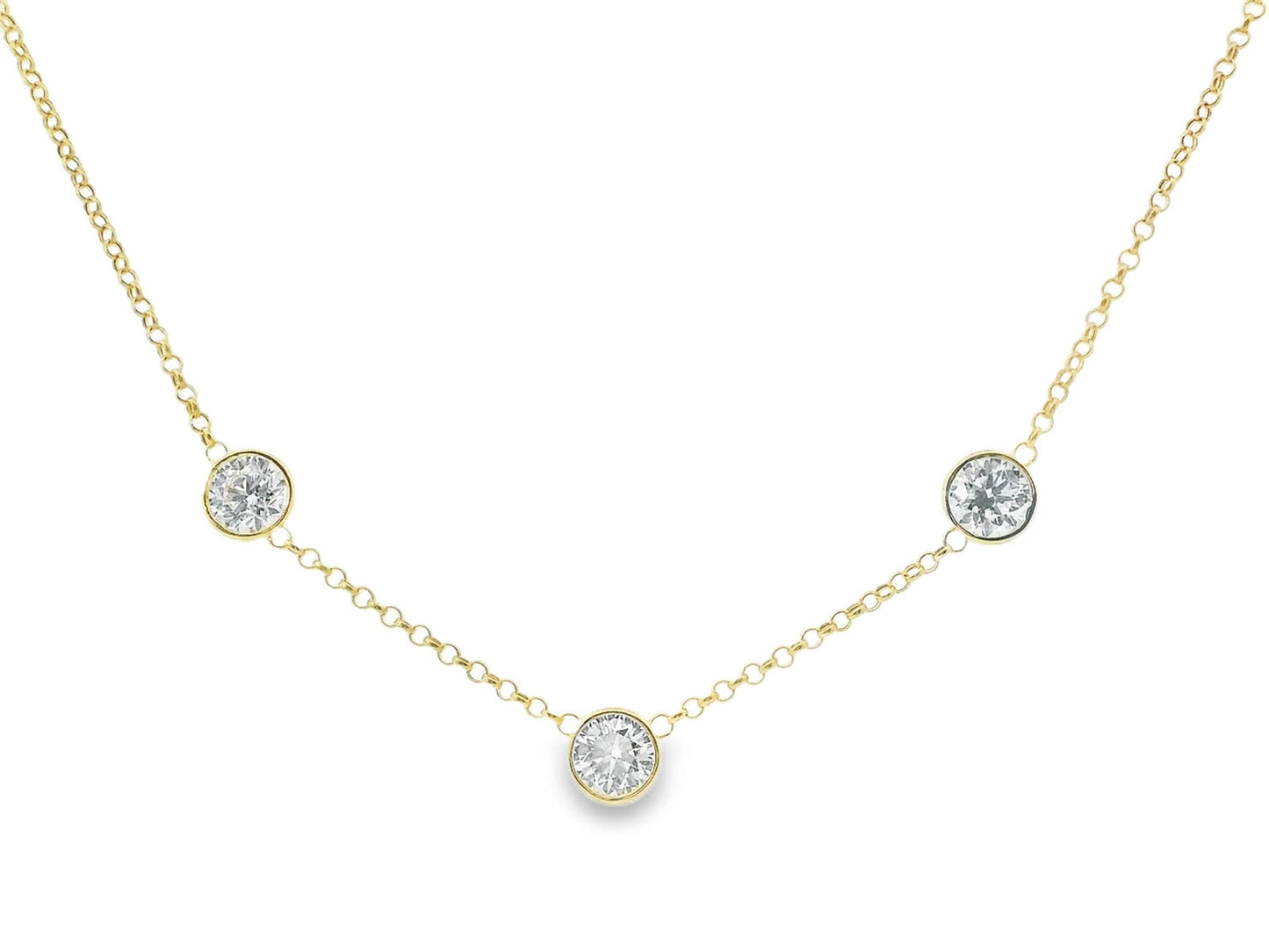 14K Yellow Gold Necklace with 3.00 Carat Diamonds (Lab Grown Diamonds)