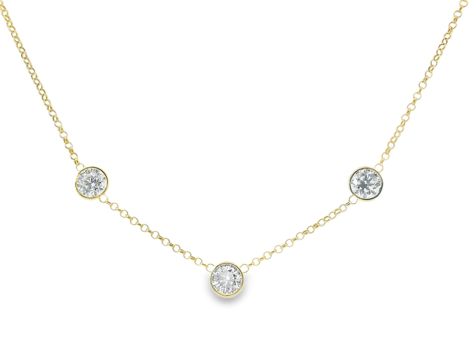 14K Yellow Gold Necklace with 3.00 Carat Diamonds (Lab Grown Diamonds)